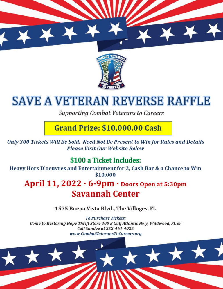 2022 Save a Veteran Reverse Raffle – Combat Veterans to Careers