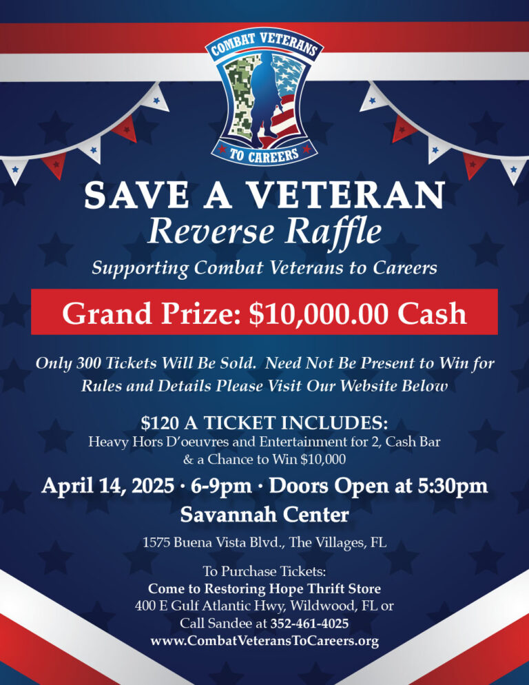 2025 Save A Veteran Reverse Raffle – Combat Veterans to Careers